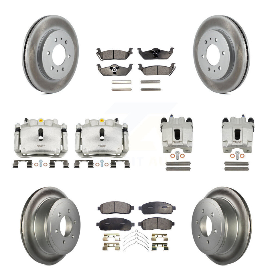 Front Rear Disc Brake Caliper Coat Rotor And Semi-Metallic Pad Kit (10Pc) For Ford F-150 KCG-100984P