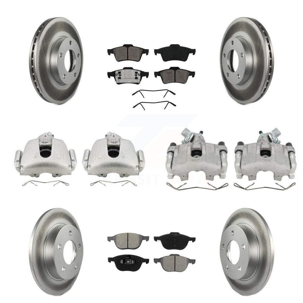 Front Rear Brake Caliper Coat Rotor & Semi-Metallic Pad Kit (10Pc) For 2005 Mazda 3 2.0L KCG-100984S