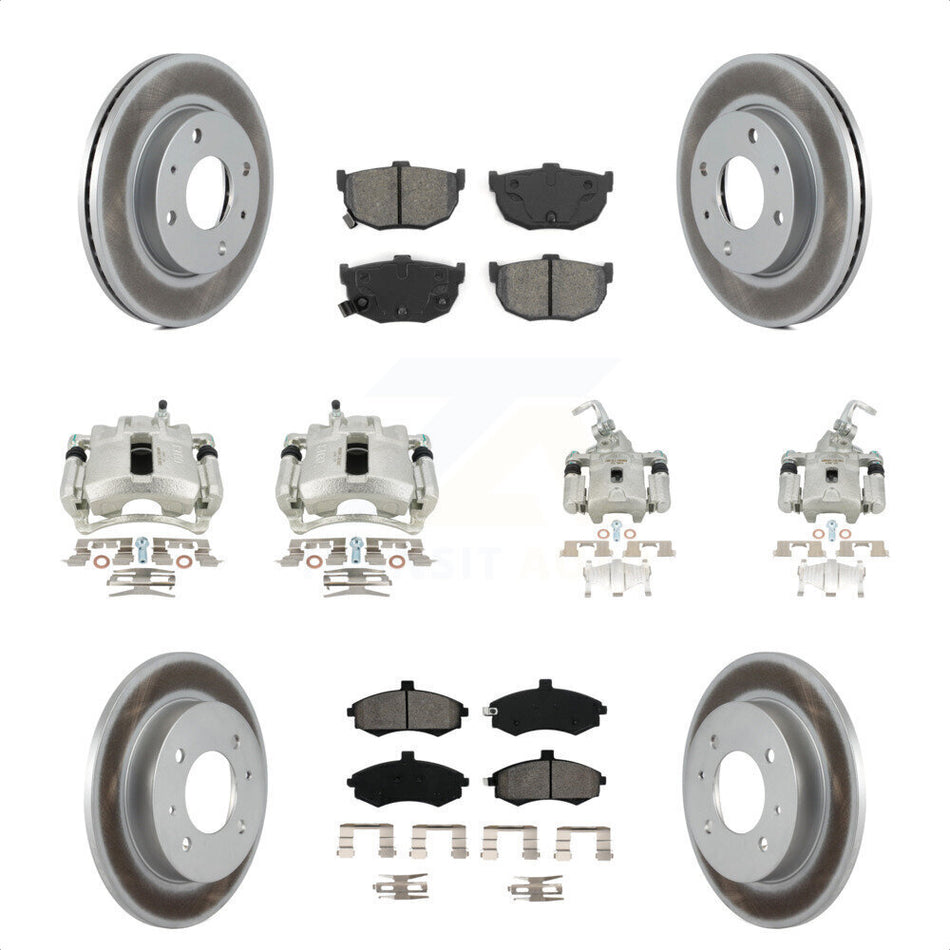 Front Rear Disc Brake Caliper Coated Rotors And Semi-Metallic Pads Kit (10Pc) For Hyundai Elantra rear brakes KCG-100986S by Transit Auto