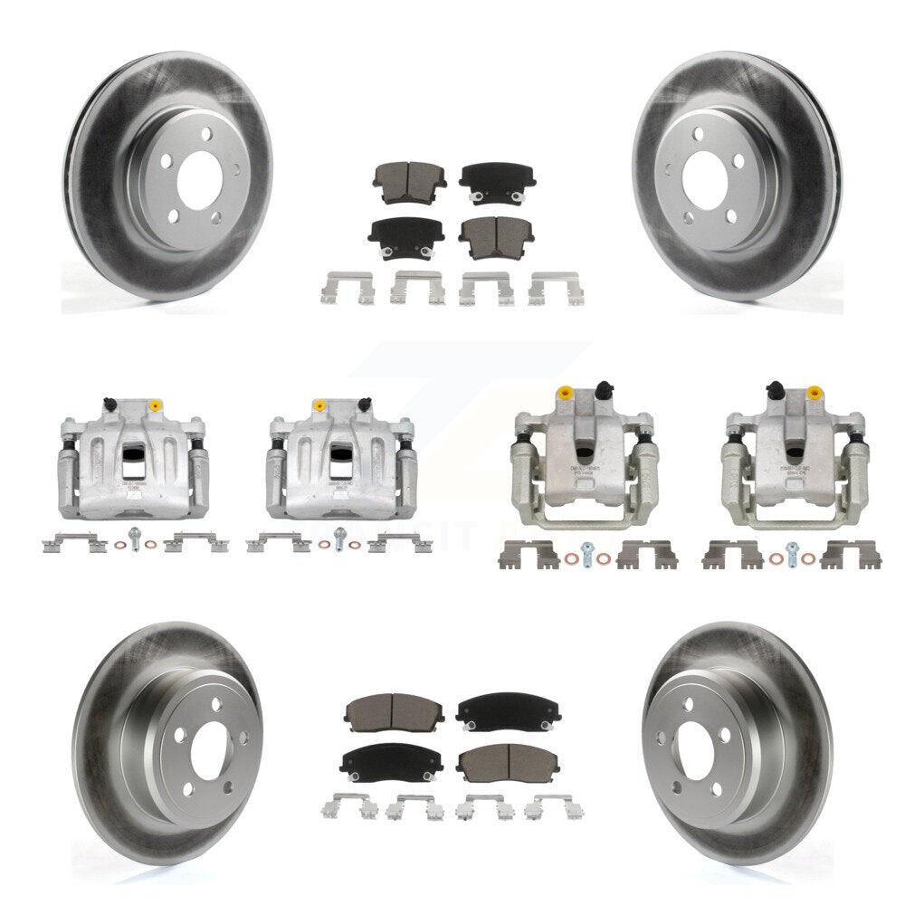 Front Rear Disc Brake Caliper Coat Rotor & Ceramic Pad Kit (10Pc) For Chrysler 300 Dodge KCG-100987C