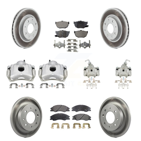 Front Rear Disc Brake Caliper Coat Rotors & Semi-Metallic Pad Kit (10Pc) For Kia Spectra KCG-100987P