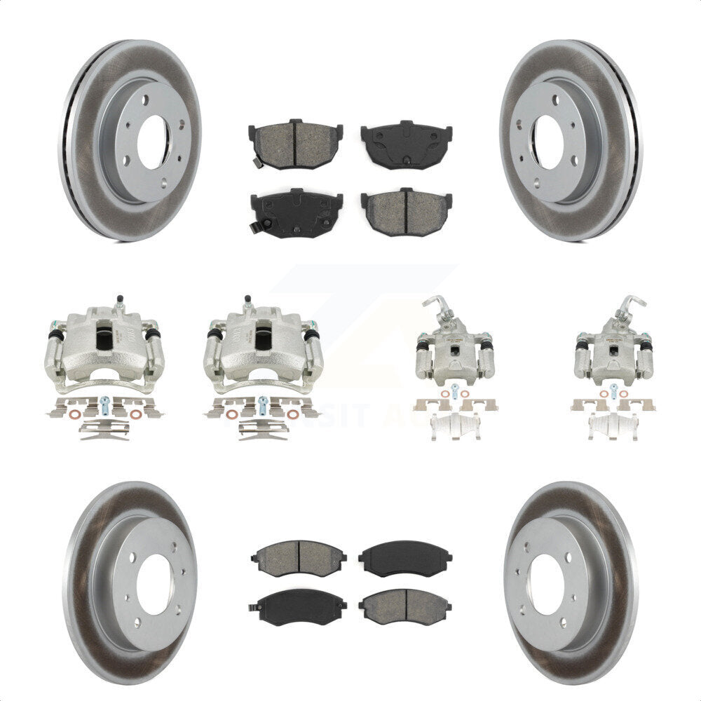 Front Rear Disc Brake Caliper Coated Rotors And Semi-Metallic Pads Kit (10Pc) For 2002 Hyundai Elantra rear brakes To 10 31 01 KCG-100987S by Transit Auto