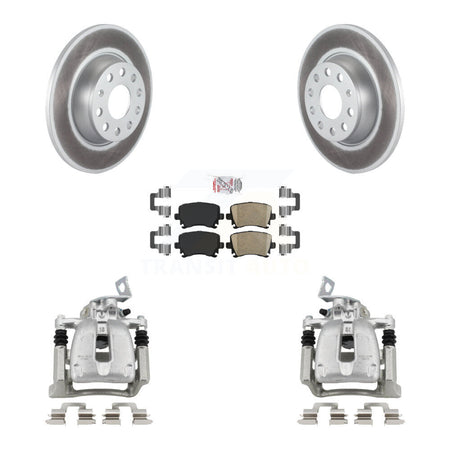 Rear Disc Brake Caliper Coated Rotor And Ceramic Pad Kit For 2008 Volkswagen Passat 2.0L KCG-100988N
