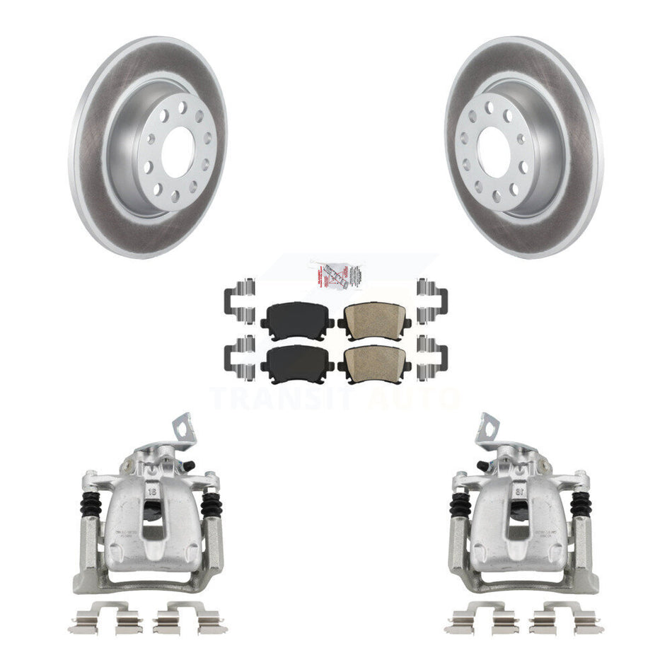 Rear Disc Brake Caliper Coated Rotor And Ceramic Pad Kit For 2008 Volkswagen Passat 2.0L KCG-100988N