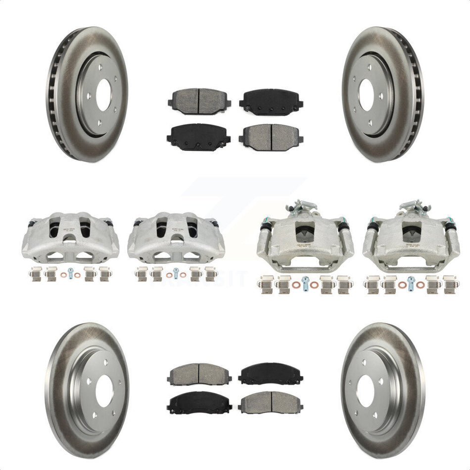 Front Rear Disc Brake Caliper Coated Rotors And Semi-Metallic Pads Kit (10Pc) For 2017-2018 Dodge Grand Caravan With Single Piston KCG-100989S by Transit Auto