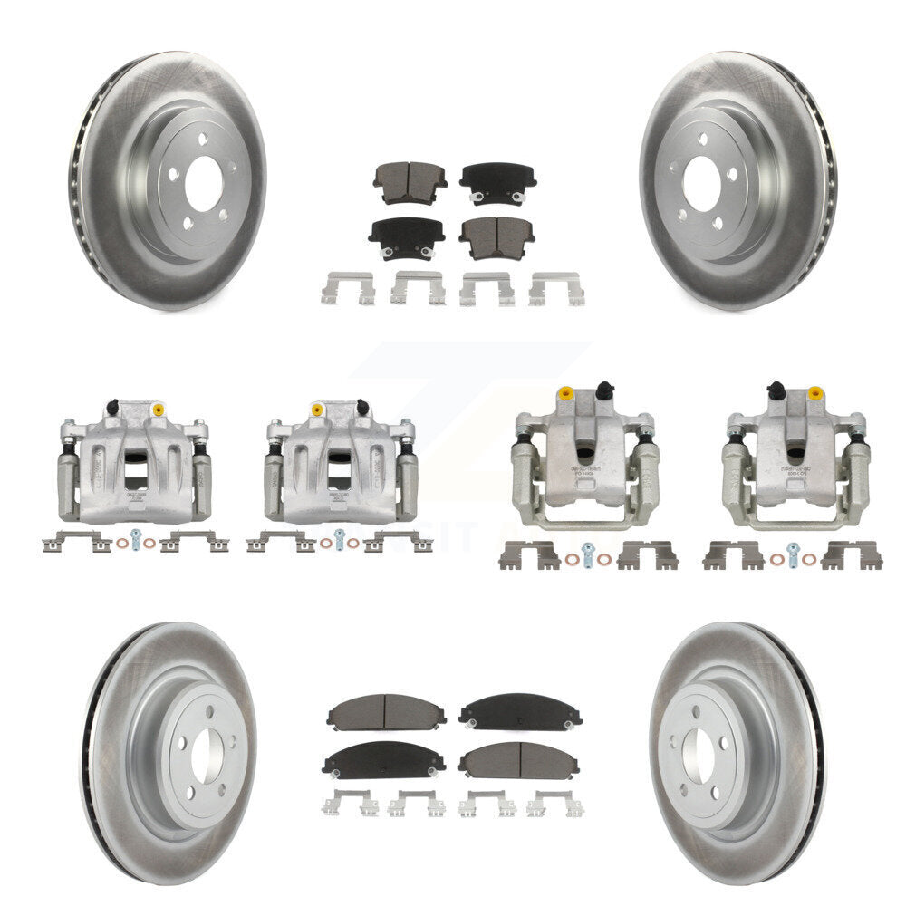 Front Rear Brake Caliper Coat Rotor & Ceramic Pad Kit (10Pc) For 2011 Dodge Charger 3.6L KCG-100990C