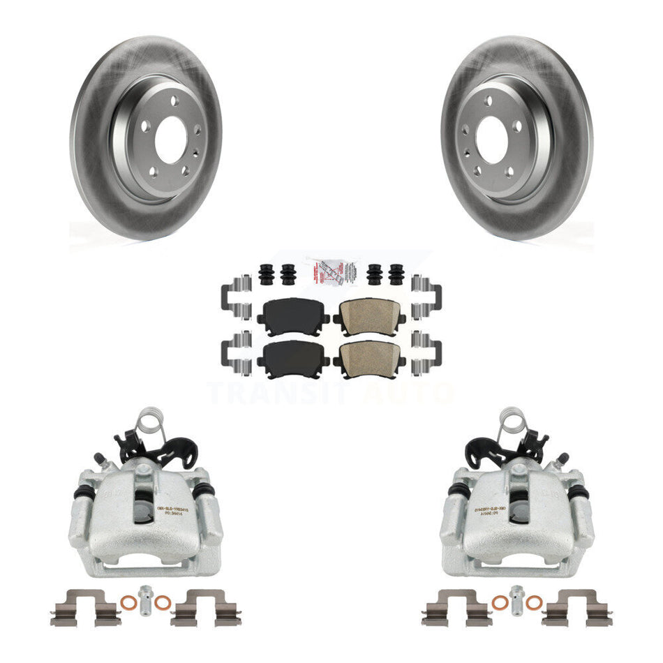 Rear Disc Brake Caliper Coated Rotors And Ceramic Pads Kit For 2009 Audi A4 Quattro Convertible With 300mm Diameter Rotor KCG-100990N