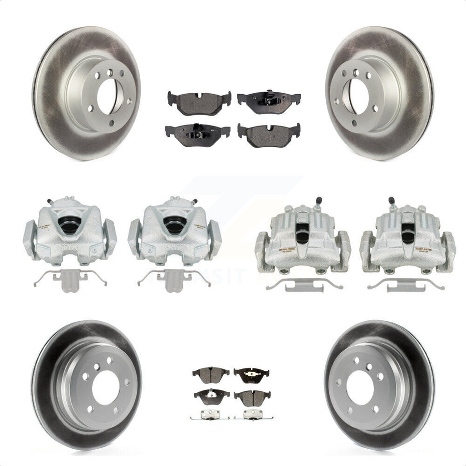 Front Rear Disc Brake Caliper Coated Rotors And Semi-Metallic Pads Kit (10Pc) For BMW 328i xDrive X1 328xi KCG-100990P by Transit Auto