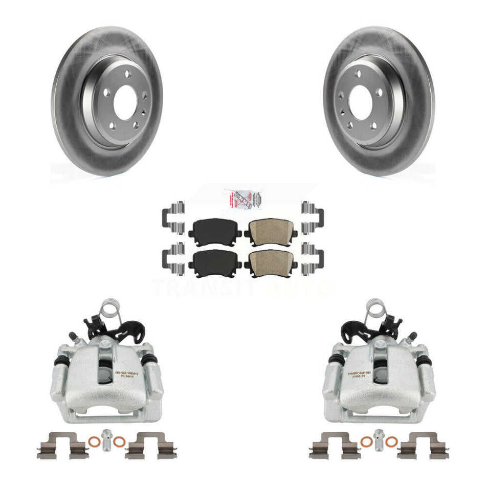 Rear Disc Brake Caliper Coated Rotors And Ceramic Pads Kit For 2009 Audi A4 Quattro Convertible With 300mm Diameter Rotor KCG-100991N