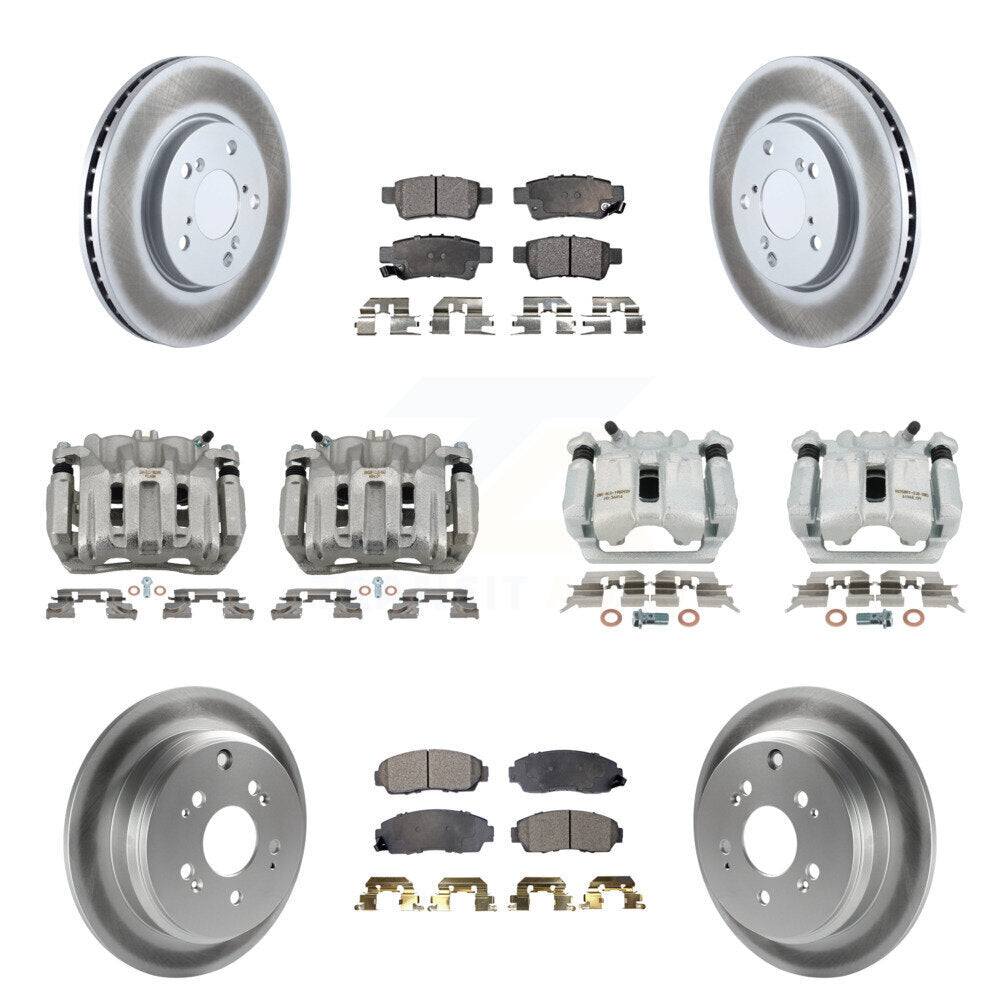 Front Rear Brake Caliper Coat Rotor Semi-Metallic Pad Kit (10Pc) For 05-10 Honda Odyssey KCG-100991P