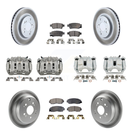 Front Rear Brake Caliper Coat Rotor Semi-Metallic Pad Kit (10Pc) For 05-10 Honda Odyssey KCG-100991P