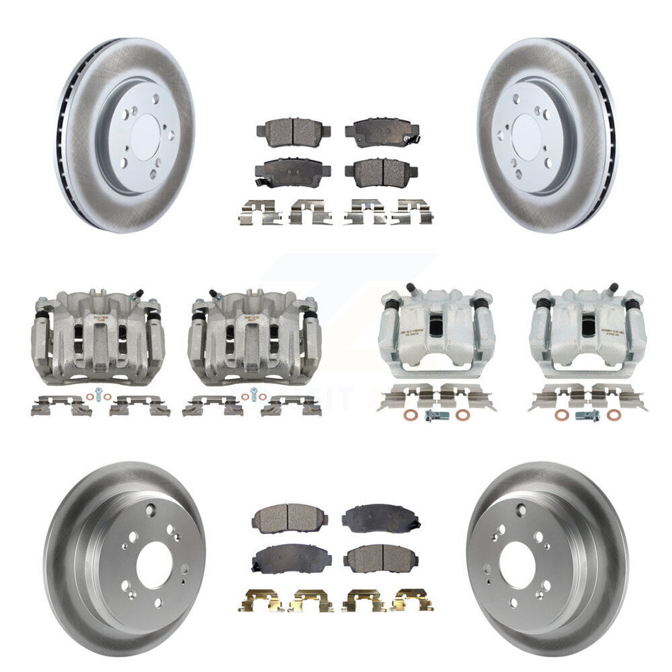 Front Rear Brake Caliper Coat Rotor Semi-Metallic Pad Kit (10Pc) For 05-10 Honda Odyssey KCG-100991P