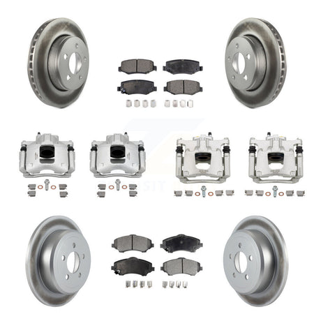 Front Rear Disc Brake Caliper Coat Rotors & Semi-Metallic Pad Kit (10Pc) For Dodge Nitro KCG-100992P