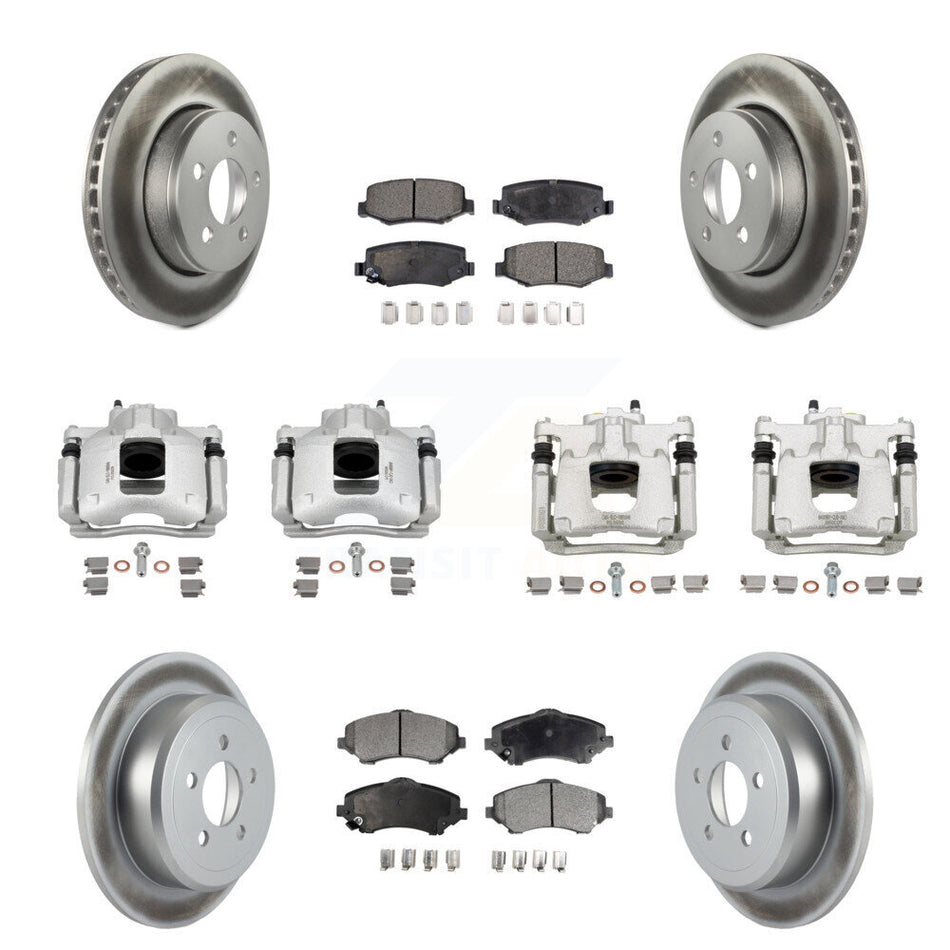 Front Rear Disc Brake Caliper Coat Rotors & Semi-Metallic Pad Kit (10Pc) For Dodge Nitro KCG-100992P