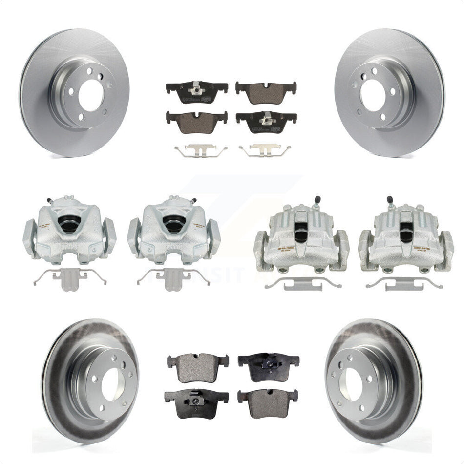 Front Rear Disc Brake Caliper Coated Rotors And Ceramic Pads Kit (10Pc) For 2012 BMW 328i 2.0L Without Blue Painted Calipers KCG-100993T by Transit Auto