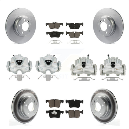 Front Rear Disc Brake Caliper Coated Rotors And Ceramic Pads Kit (10Pc) For 2012 BMW 328i 2.0L Without Blue Painted Calipers KCG-100994C by Transit Auto