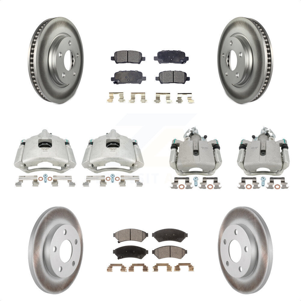 Front Rear Disc Brake Caliper Coated Rotors And Semi-Metallic Pads Kit (10Pc) For Pontiac Grand Prix Buick LaCrosse Allure KCG-100994P by Transit Auto