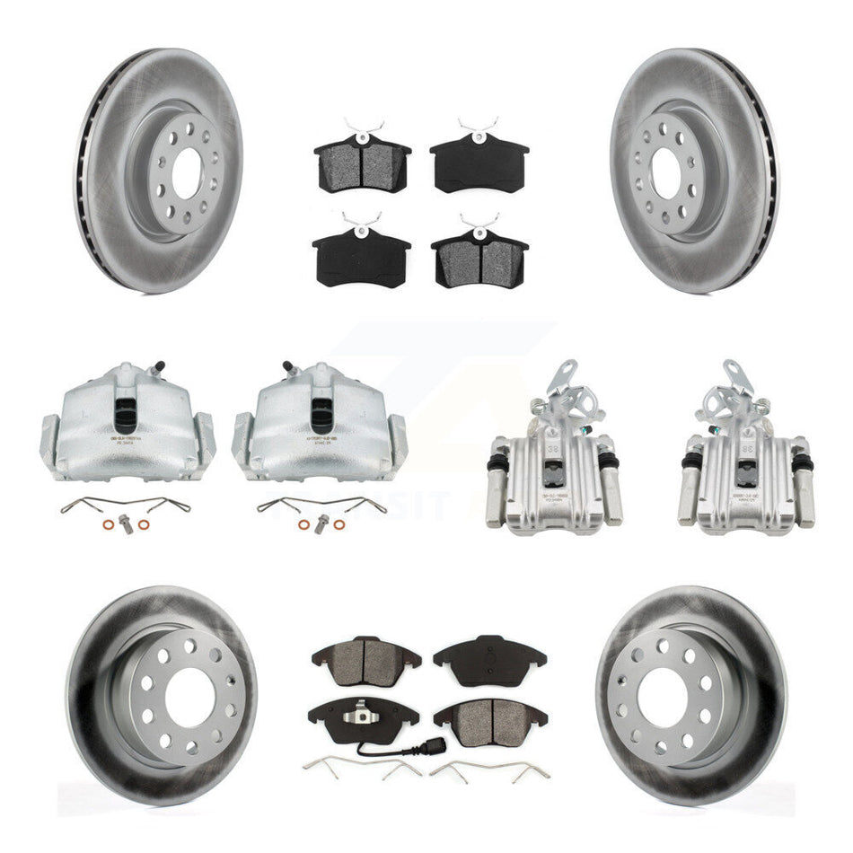 Front Rear Brake Caliper Coat Rotor & Semi-Metallic Pad Kit (10Pc) For Volkswagen Beetle KCG-100994S