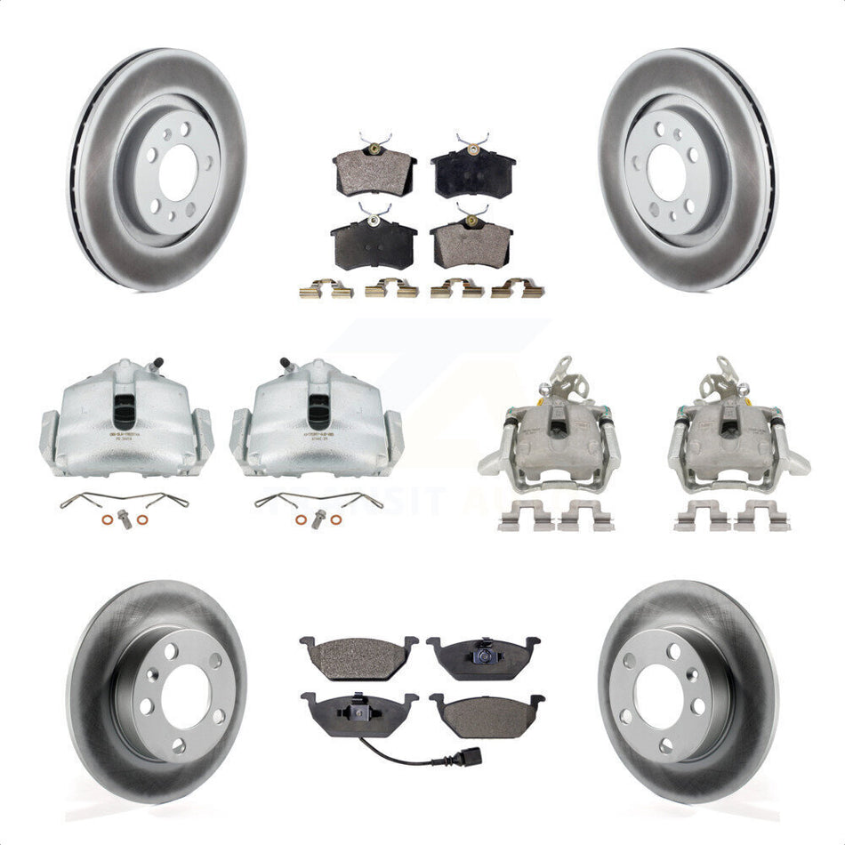 Front Rear Disc Brake Caliper Coat Rotor & Semi-Metallic Pad Kit (10Pc) For 2006 Volkswagen Jetta 2.0L With 280mm Diameter 7th And 8th Digit Of VIN Is "9M" Or "1J" KCG-100995P by Transit Auto