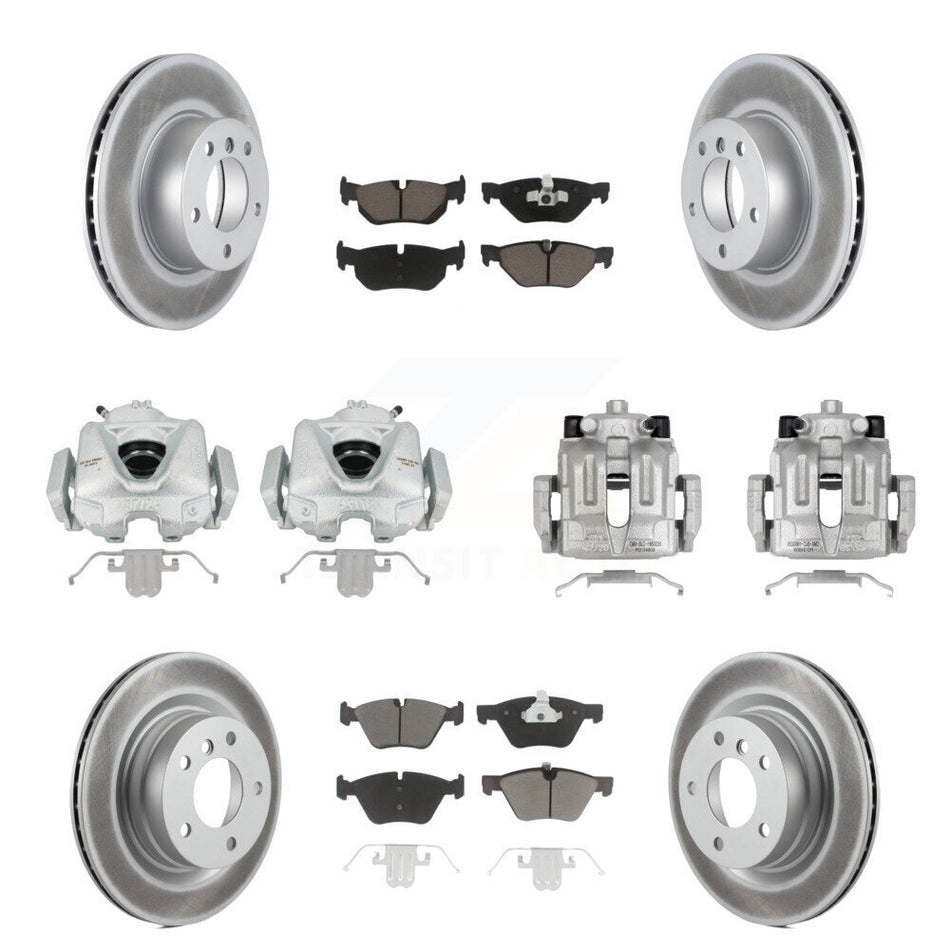 Front Rear Disc Brake Caliper Coated Rotors And Ceramic Pads Kit (10Pc) For BMW 328i 323i KCG-100996C