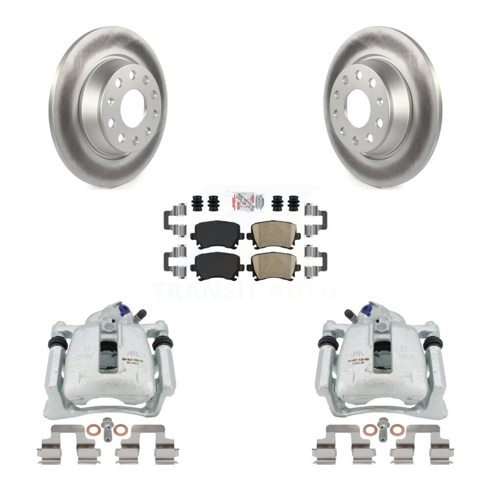 Rear Disc Brake Caliper Coated Rotors And Ceramic Pads Kit For Volkswagen Tiguan CC KCG-100997N by Transit Auto