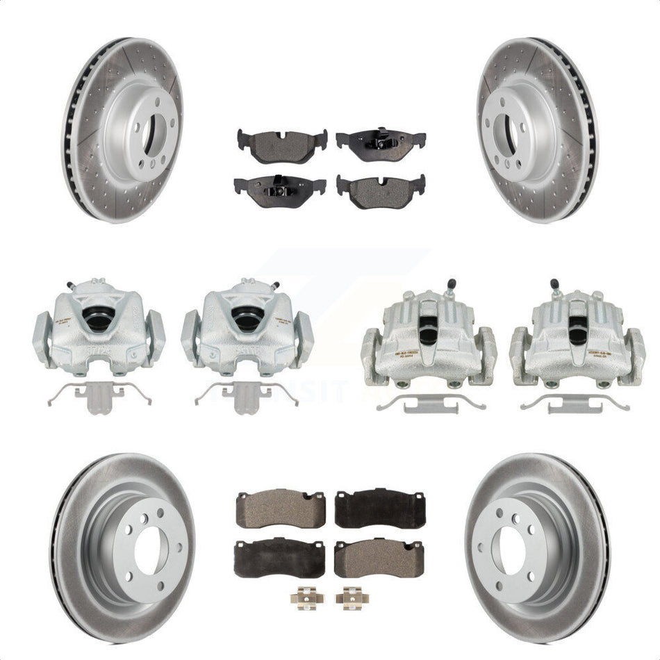 Front Rear Disc Brake Caliper Coated Rotors And Ceramic Pads Kit (10Pc) For 2013 BMW 328i Coupe with 3.0L With 340mm Diameter Rotor KCG-100997T by Transit Auto