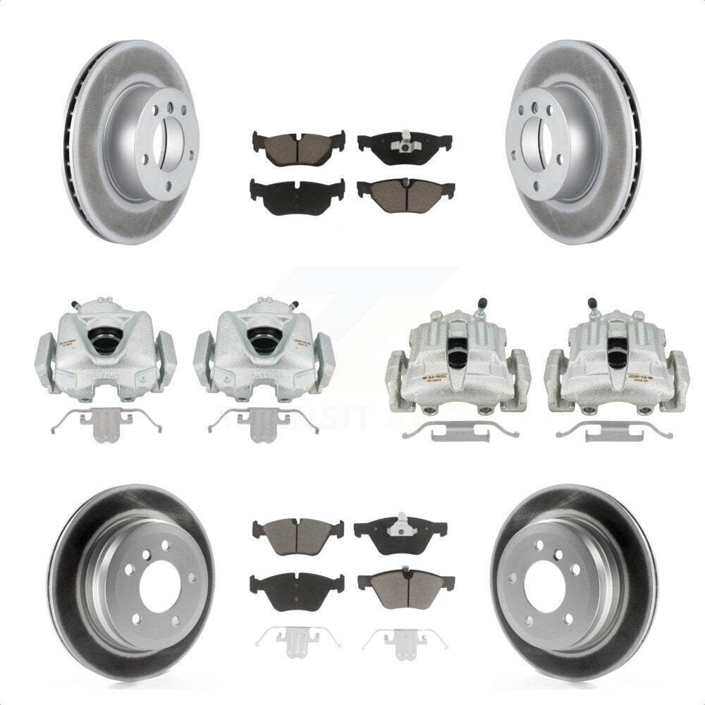 Front Rear Disc Brake Caliper Coated Rotors And Ceramic Pads Kit (10Pc) For 2008 BMW 328i Wagon To 08 07 KCG-100998C by Transit Auto