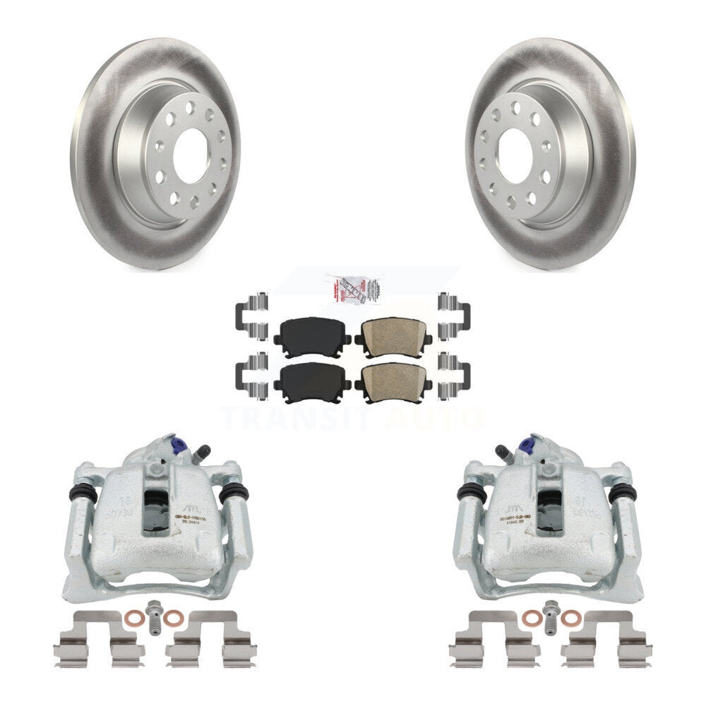 Rear Disc Brake Caliper Coated Rotors And Ceramic Pads Kit For Volkswagen Tiguan CC KCG-100998N by Transit Auto