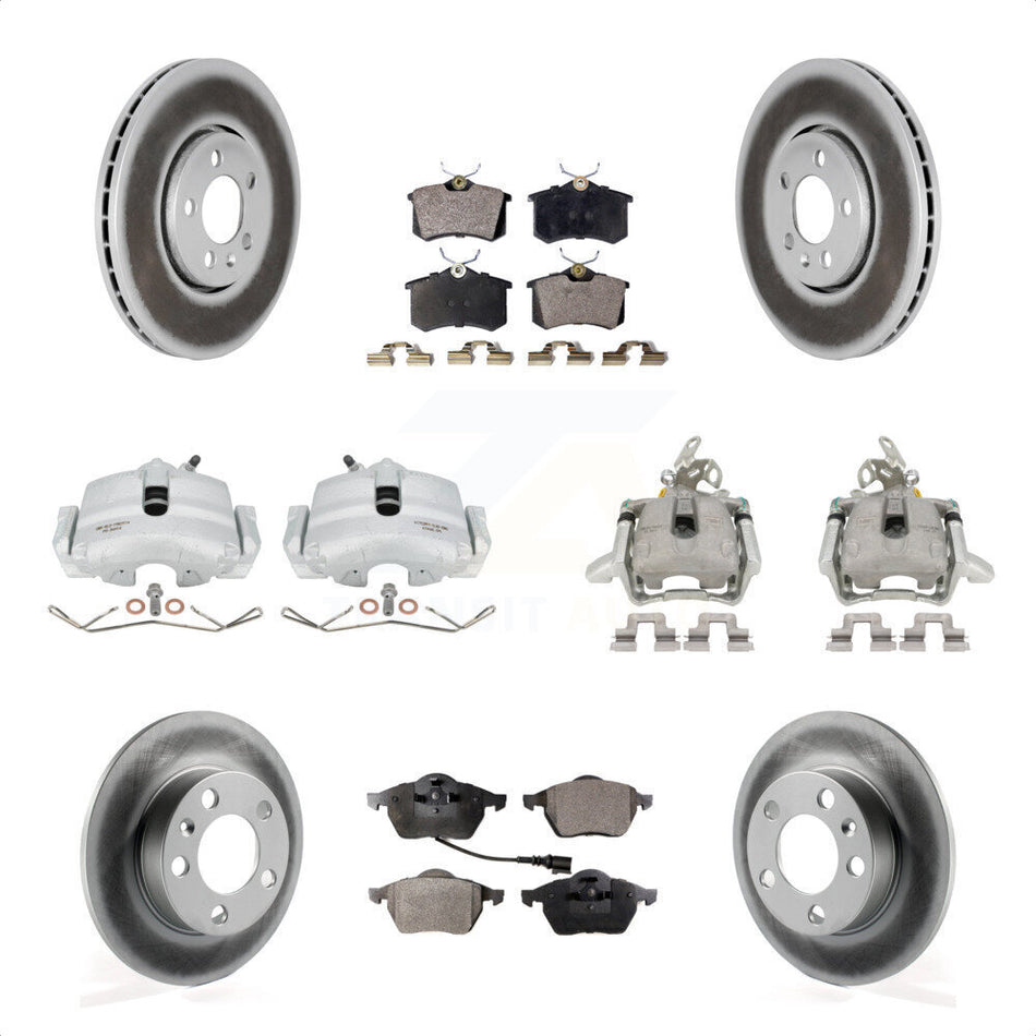 Front Rear Brake Caliper Coat Rotor & Semi-Metallic Pad Kit (10Pc) For 2006 Volkswagen Jetta 2.5L 1.9L With 288mm Diameter 7th And 8th Digit Of VIN Is "9M" Or "1J" KCG-100998P by Transit Auto
