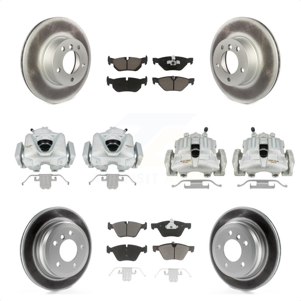 Front Rear Disc Brake Caliper Coated Rotors And Ceramic Pads Kit (10Pc) For 2008 BMW 328xi To 08 07 KCG-100999C by Transit Auto