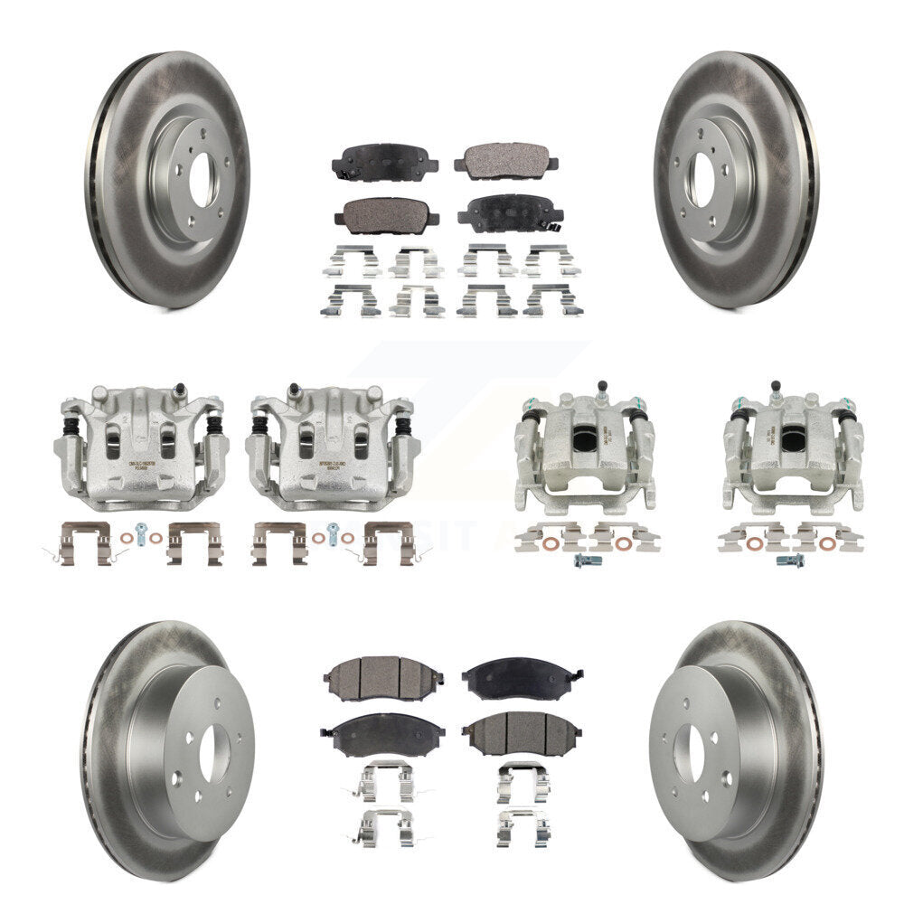 Front Rear Brake Caliper Coat Rotors Semi-Metallic Pad Kit (10Pc) For Nissan Murano QX70 KCG-101001P