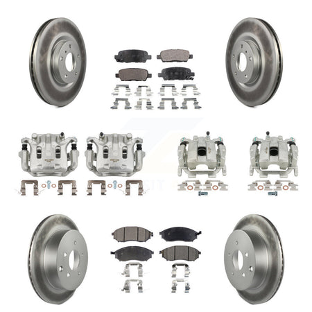 Front Rear Brake Caliper Coat Rotors Semi-Metallic Pad Kit (10Pc) For Nissan Murano QX70 KCG-101001P