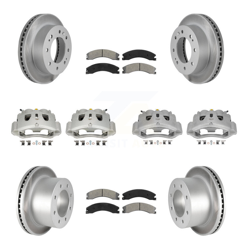 Front Rear Brake Caliper Coat Rotors Semi-Metallic Pad Kit (10Pc) For GMC Sierra 3500 HD KCG-101001S