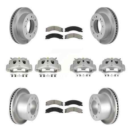 Front Rear Brake Caliper Coat Rotors Semi-Metallic Pad Kit (10Pc) For GMC Sierra 3500 HD KCG-101001S