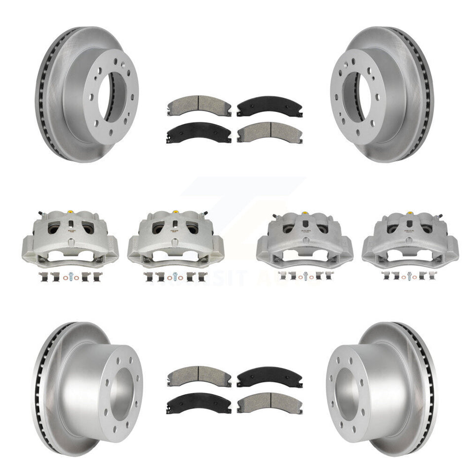Front Rear Brake Caliper Coat Rotors Semi-Metallic Pad Kit (10Pc) For GMC Sierra 3500 HD KCG-101001S
