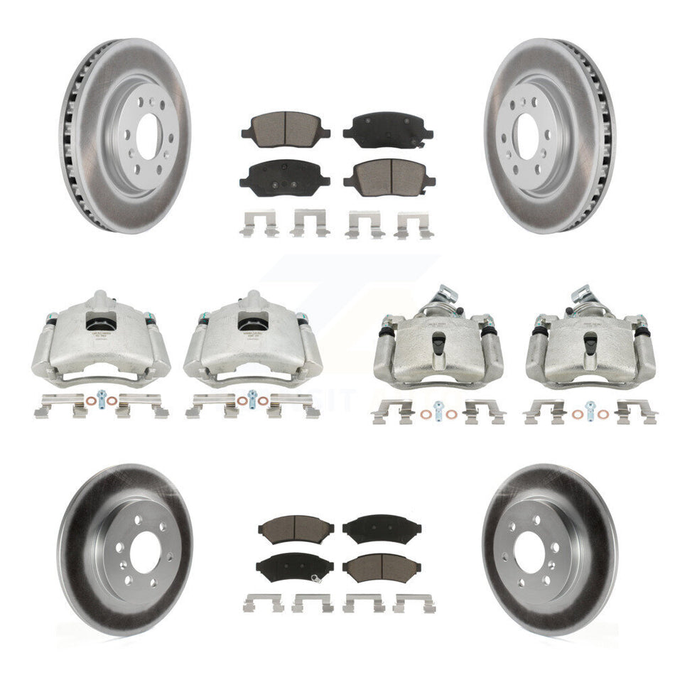 Front Rear Disc Brake Caliper Coated Rotors And Ceramic Pads Kit (10Pc) For Chevrolet Uplander Buick Terraza Pontiac Montana Saturn Relay KCG-101002C