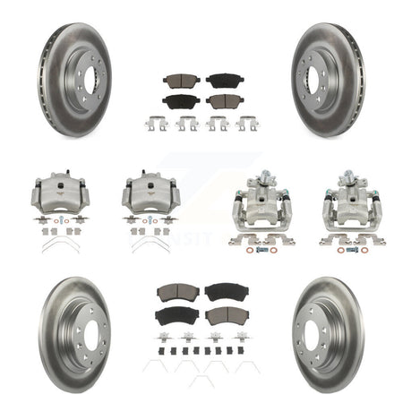 Front Rear Brake Caliper Coat Rotor & Ceramic Pad Kit (10Pc) For Ford Fusion Mazda 6 MKZ KCG-101003C