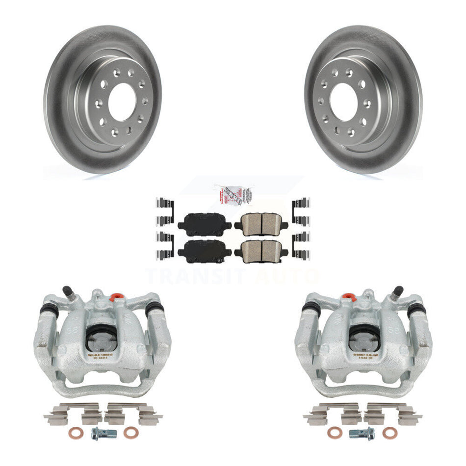 Rear Disc Brake Caliper Coated Rotors And Ceramic Pads Kit For 2018-2019 Buick Regal TourX With 288mm Diameter Rotor KCG-101003N