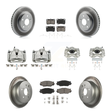 Front Rear Disc Brake Caliper Coated Rotors And Ceramic Pads Kit (10Pc) For Lexus IS250 KCG-101004C