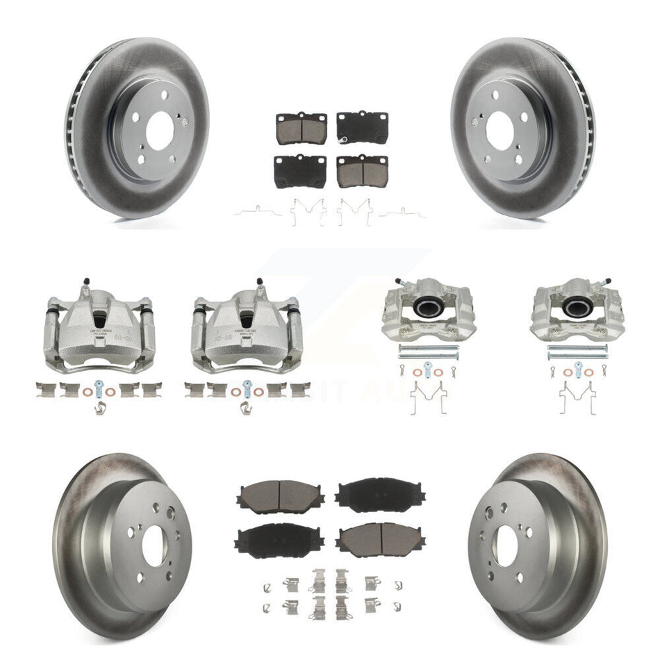 Front Rear Disc Brake Caliper Coated Rotors And Ceramic Pads Kit (10Pc) For Lexus IS250 KCG-101004C