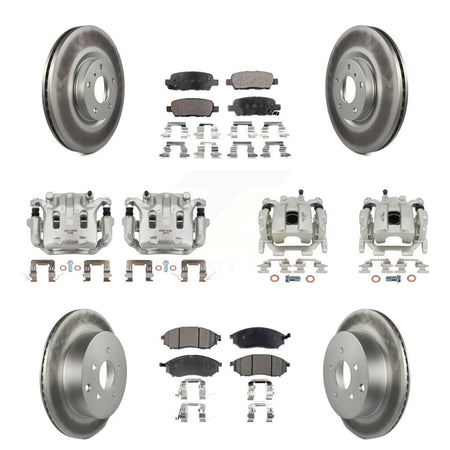 Front Rear Disc Brake Caliper Coat Rotors Semi-Metallic Pad Kit (10Pc) For INFINITI QX70 KCG-101005P