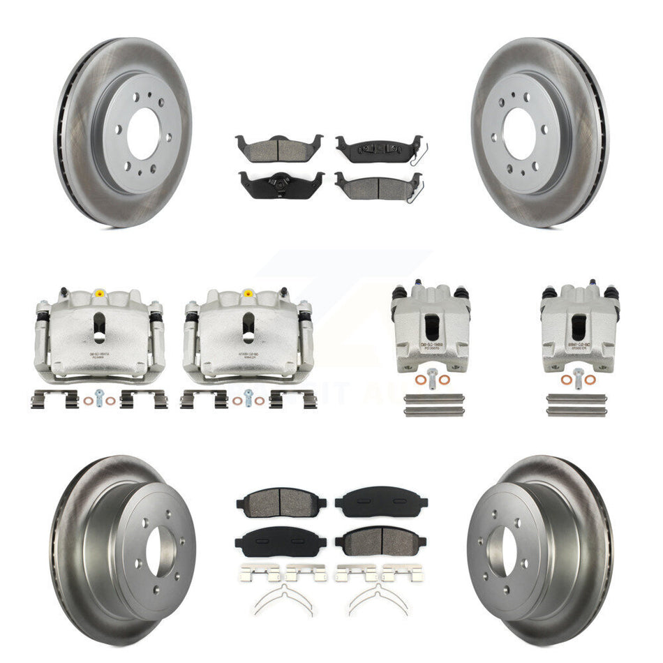 Front Rear Disc Brake Caliper Coat Rotor And Semi-Metallic Pad Kit (10Pc) For Ford F-150 KCG-101005S