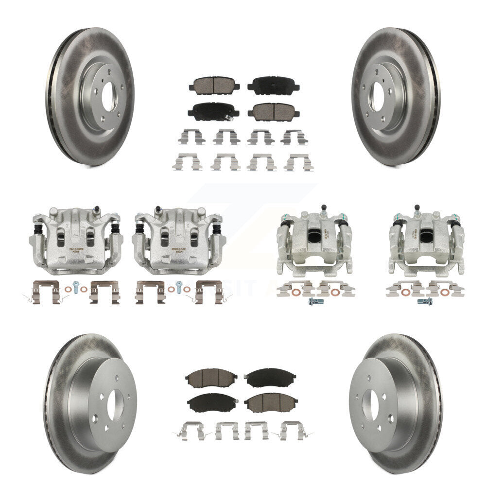 Front Rear Brake Caliper Coat Rotors & Ceramic Pad Kit (10Pc) For Nissan Murano INFINITI KCG-101006C