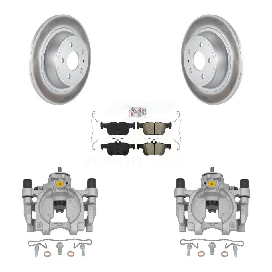 Rear Disc Brake Caliper Coat Rotor And Semi-Metallic Pad Kit For Ford Fusion Lincoln MKZ KCG-101007N