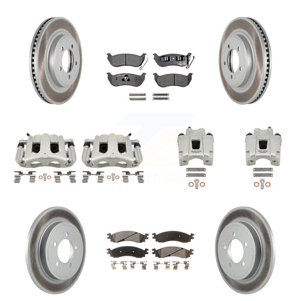 Front Rear Brake Caliper Coat Rotor Semi-Metallic Pad Kit (10Pc) For Ford Explorer Sport KCG-101007P