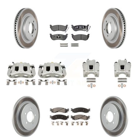 Front Rear Brake Caliper Coat Rotor Semi-Metallic Pad Kit (10Pc) For Ford Explorer Sport KCG-101007P