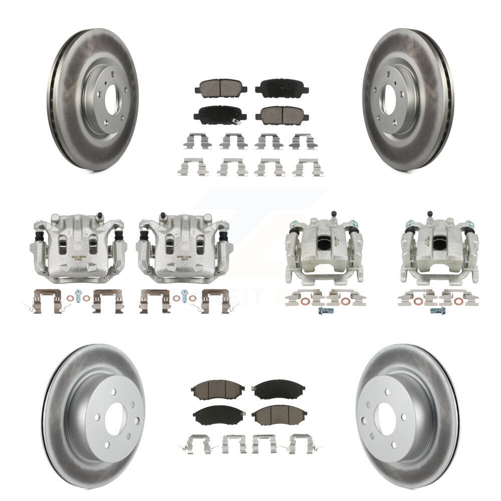 Front Rear Brake Caliper Coat Rotors & Ceramic Pad Kit (10Pc) For INFINITI G37 QX50 EX37 KCG-101009C
