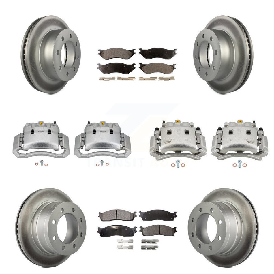 Front Rear Disc Brake Caliper Coat Rotor Semi-Metallic Pad Kit (10Pc) For Dodge Ram 3500 KCG-101009P