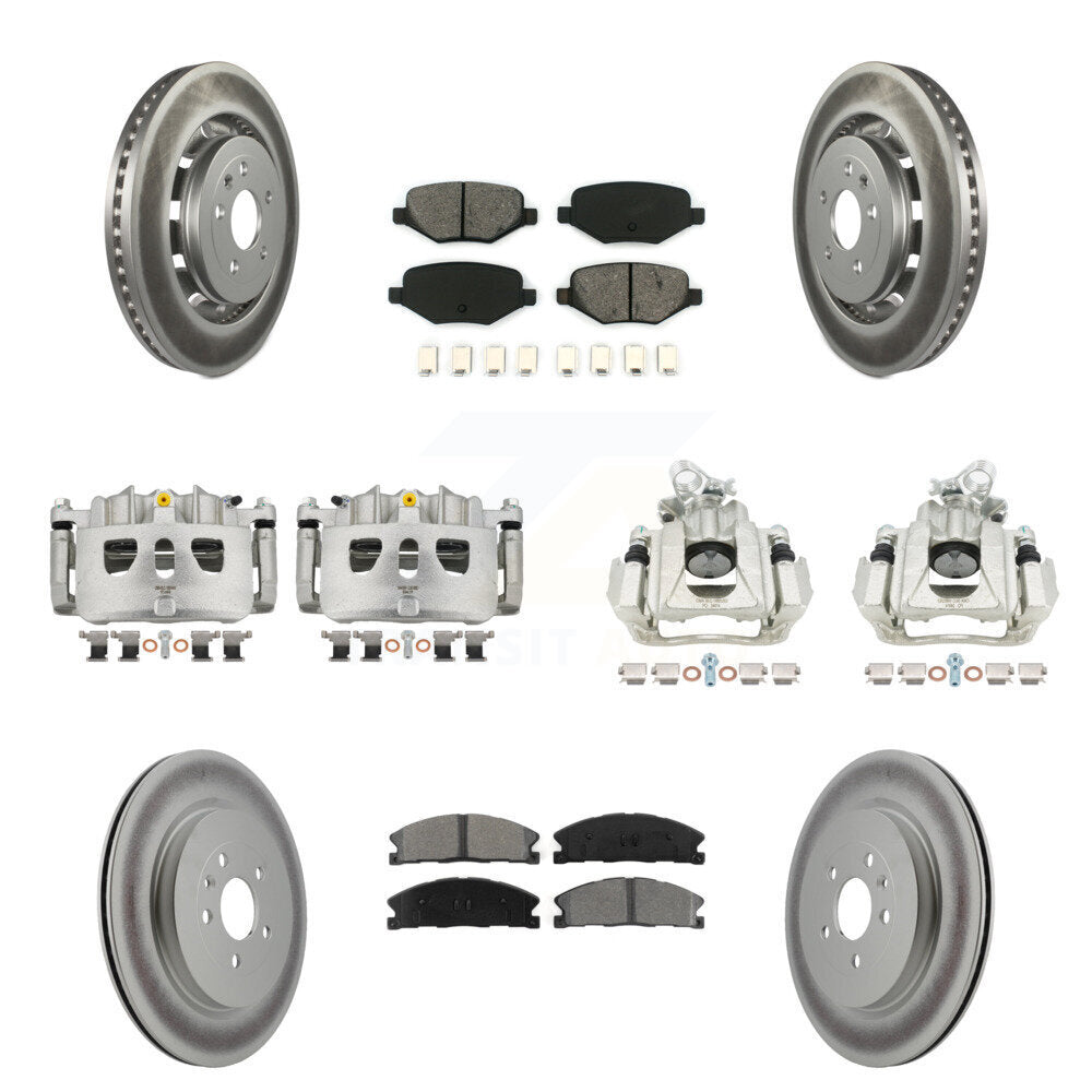 Front Rear Brake Caliper Coat Rotors & Semi-Metallic Pad Kit (10Pc) For 2016 Lincoln MKS KCG-101009S