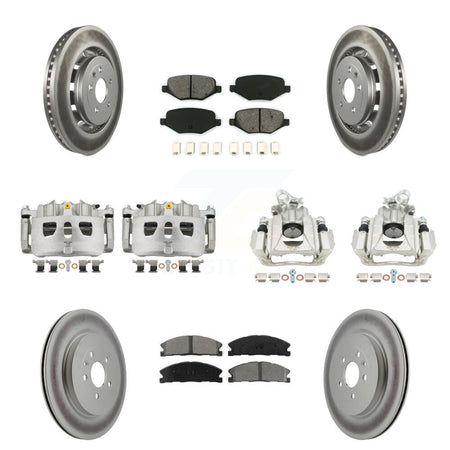 Front Rear Brake Caliper Coat Rotors & Semi-Metallic Pad Kit (10Pc) For 2016 Lincoln MKS KCG-101009S